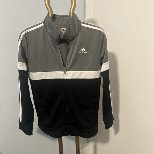 Adidas Zip Up Jacket With Three Stripes Down The Arms Size L14/16 Youth