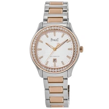 New Piaget Polo Date 18K Rose Gold & Steel Diamond Bezel Women's Watch G0A48026