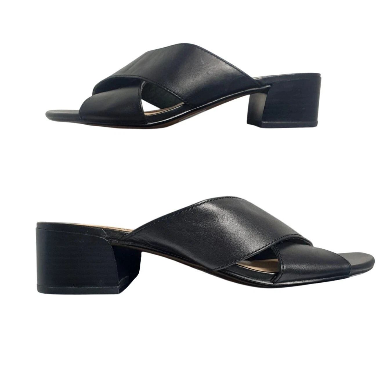 Sandali donna Clarks Caroleigh 10W neri punta aperta tacco erina eleganti comodi