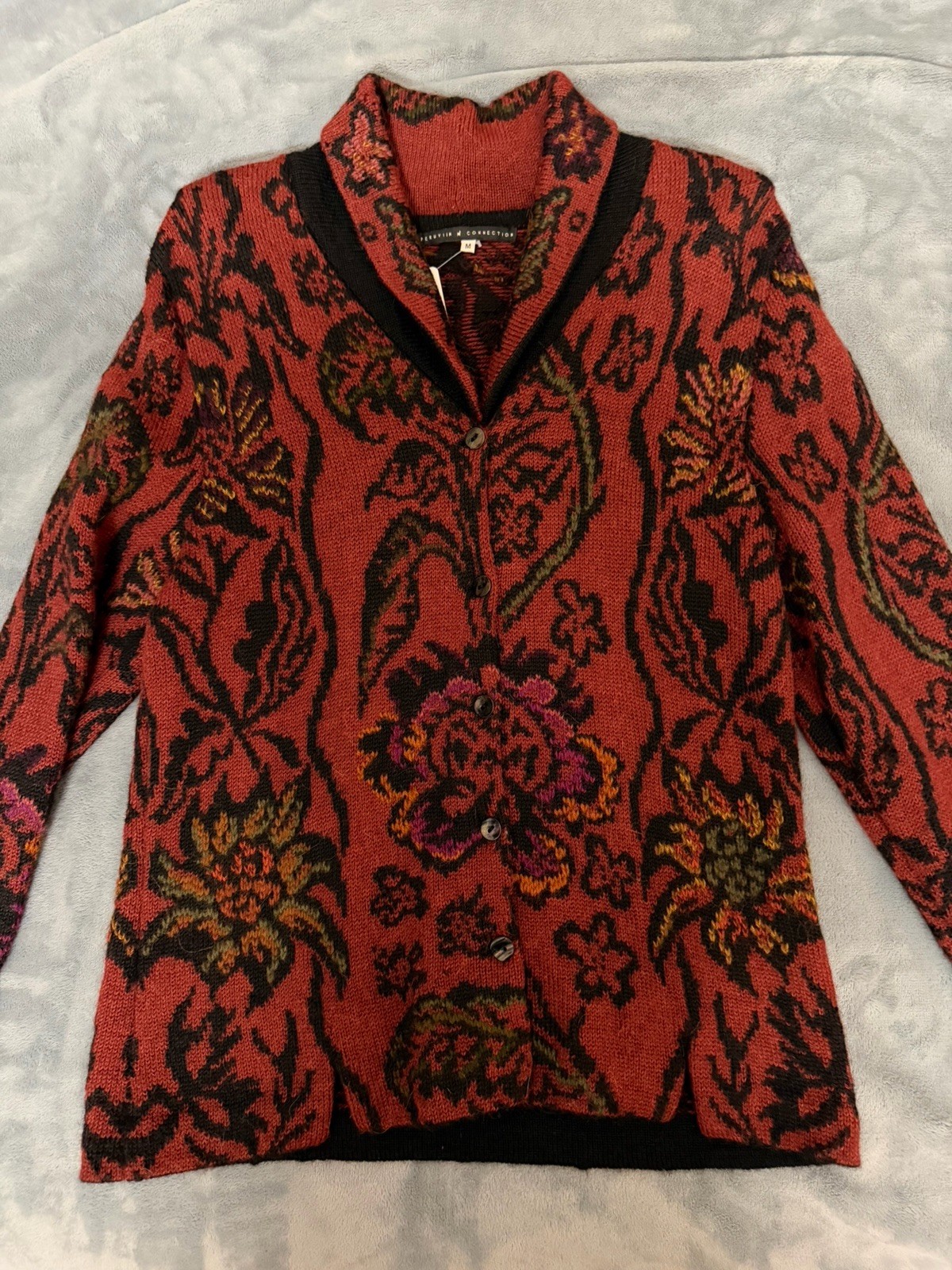 Peruvian Connection Tapestry Knit Jacket Cardigan… - image 2