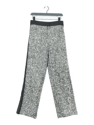 Karen Millen Damen Hose UK 10 Silber Polyester Neu Mit Etikett