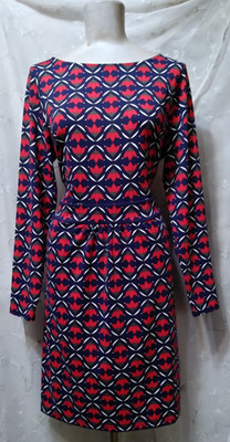 New TALBOTS Size Large Effortless Jersey A-Line Dress POCKETS Ditsy Flip $149
