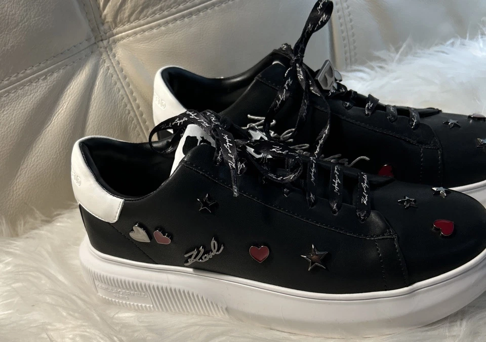 KARL LAGERFELD PARIS Cate Tenis Embellecidos Talla 8.5 Zapatos Negros Foto 3 de 4