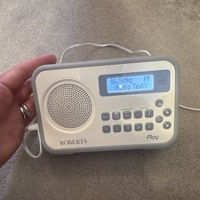 Roberts Play Portable DAB/DAB+ FM Radio Presets Headphone Jack White/Grey