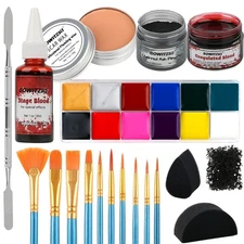 Demonic Special Effects SFX Halloween Makeup Kit Black White Face Paint Scar Wax