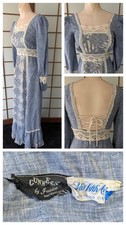 Vtg Gunne Sax by Jessica Black Label60s Prairie Dress Saks Fifth Ave Corset Back