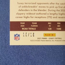 Panini 2021 Legacy Football 10/10 Kadarius Toney Rookie Florida Gators #158