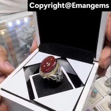 Beautiful Xmas Brown Agate Ring 925 Sterling Silver Handmade Natural Yemeni Aqeq