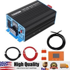1000W Pure Sine Wave Inverter, 12V DC to 120V AC Converter, Built-in USB Port