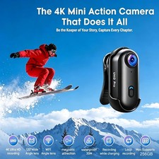 4K Mini Body Camera 64GB Wearable Action Cam Motorcycle Cam for Cycling Skiing