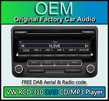 VW RCD 310 DAB Radio, VW Caddy DAB CD Player, Digital Radio with Code, Warranty