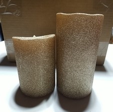 Luminara Flameless 5" & 7" Gold Glitter Candle Set 