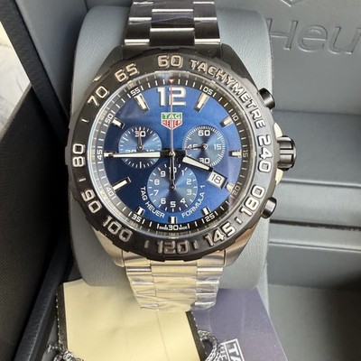 TAG Formula 1 QUARTZ Chronograph BLUE 43 Mens Watch CAZ101AV.BA0842 STEEL BAND