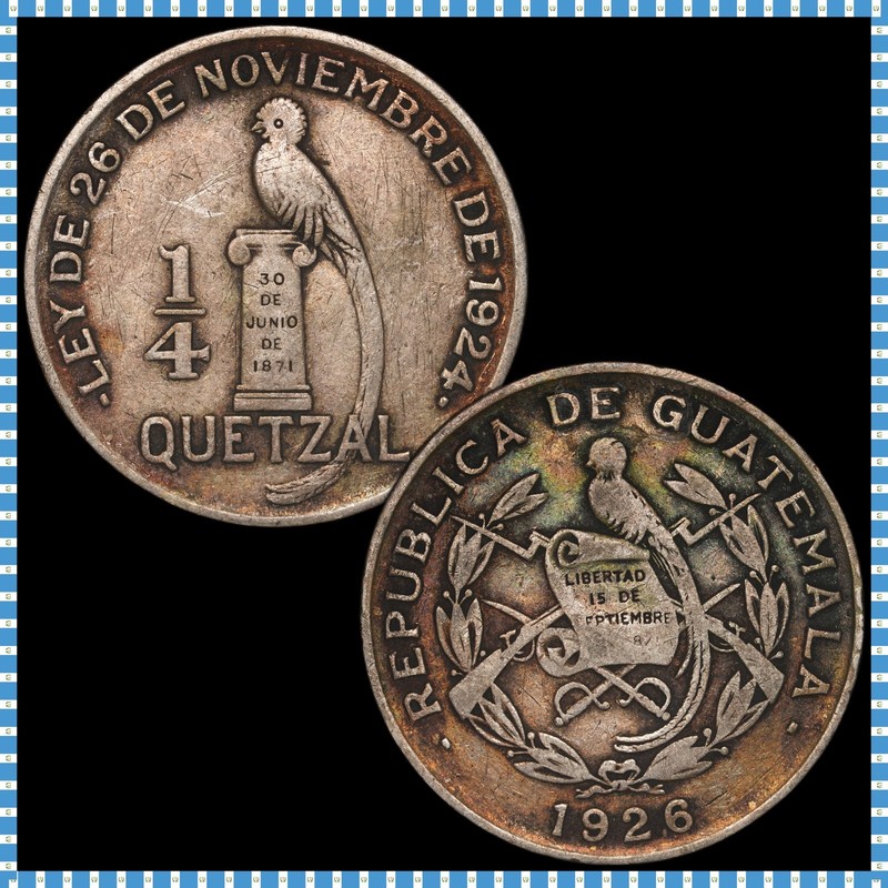 Guatemala - 1/4 Quetzal - 1926 - KM#243 - Item #1 - Silver .720 - 0.193 ASW