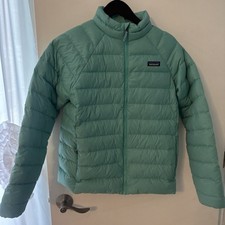 Patagonia Hooded Down Puffer Netplus Shells Green Kids Jacket XXL 16-18