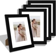 8x10 Picture Frame Set of 4, Made of Real Glass and Black Wooden Frame, 8 by ...