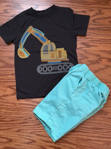 Little Boy Size 6 KIDS HEADQUARTERS Graphic Construction T-Shirt Shorts Set