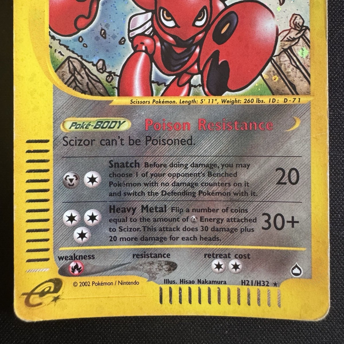 SCIZOR #H21/H32 Holo Rare Eng Aquapolis E-Series 2002 - Pokemon