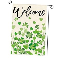 St Patricks Day Welcome Garden Flag 12x18 Inch Double Garden Size-12 x 18"