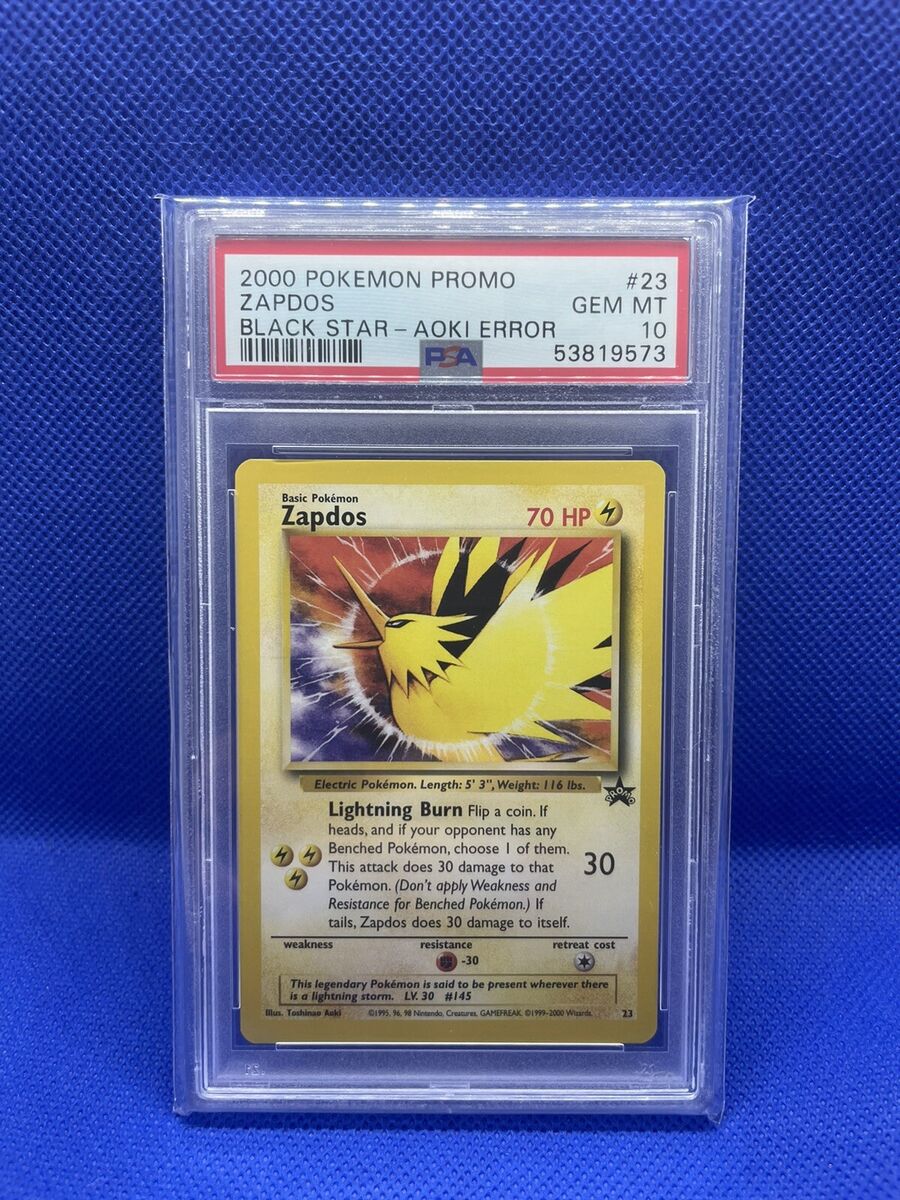 2000 Pokemon Aoki Error Black Star Promo #23 Zapdos PSA 10 2000 Pokemon Aoki Error Black Star Promo #23 Zapdos PSA 10