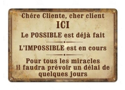 Wandschild Le Possible/L'Impossible (Modell 1)