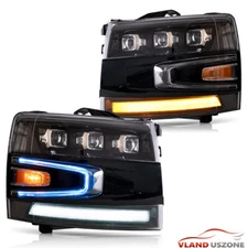 Upgrade LED Headlights For Silverado 1500 Blk Projector Lamps Assembly Set 07-13