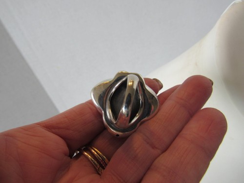 Sterling Silver 925 Large Electroform Hollow 3D Flower Rose Statement Ring 6 - Picture 6 of 8