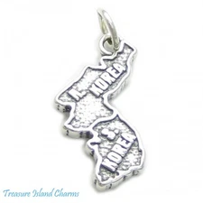 North South Korea Country Map 925 Solid Sterling Silver Charm Pendant