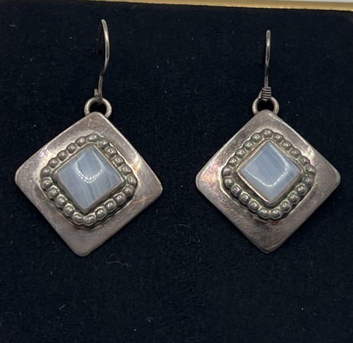 CAROL FELLEY hellblau Achat STERLINGSILBER hängende OHRRINGE 1996