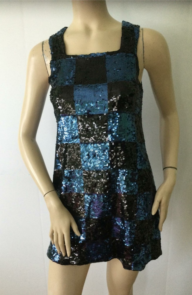 alice olivia blue sequin dress + Checkered Mini (Size XS) Original-1026 New Look lemon print Brand:CALVIN KLEIN con dress that is
