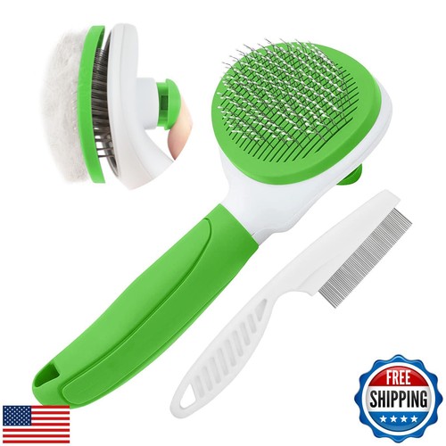 Cat Brushes for Indoor Cats, Dog Brush for Shedding with Metal Cat Comb, Self