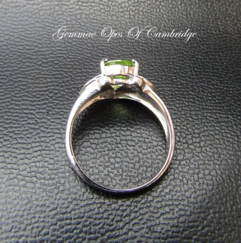 9ct White Gold Peridot and Diamond Ring Pear Cut Size N 3.11g Certified 9k - Picture 10 of 11