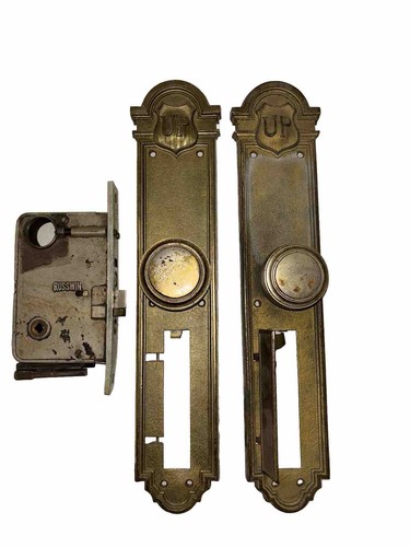 Antico Union Pacific Railroad Depot pomello porta ottone maniglia serratura set ferramenta