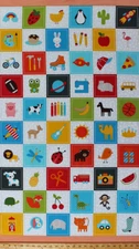 23.5" X 44" Panel I-Spy I Spy Patches Pictures Kids Fun Cotton Fabric D686.12