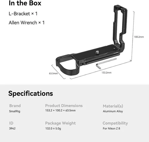 SmallRig Z 8 L-Bracket for Nikon Camera Quick Release L-Shape Mount Plate - Bild 9 von 9