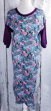 Vintage Nancy King Lingerie Nightgown Sleepwear Short Sleeve Purple Floral Small