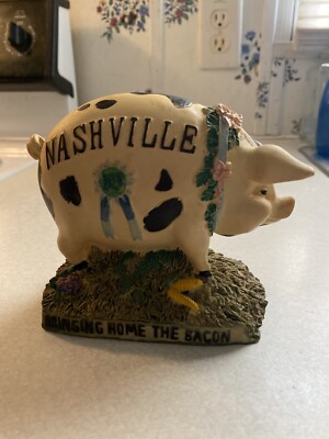 Ceramic Piggy Bank, Nashville, Pig, Bringing Home The Bacon VERY CUTE!