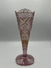 90s FENTON Pink Iridescent/Carnival Glass Vase W/LABEL 8 1/4" TALL