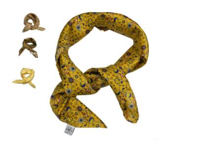 FOULARD UOMO di SETA STAMPATA FAZZOLETTO DA COLLO giallo ocra