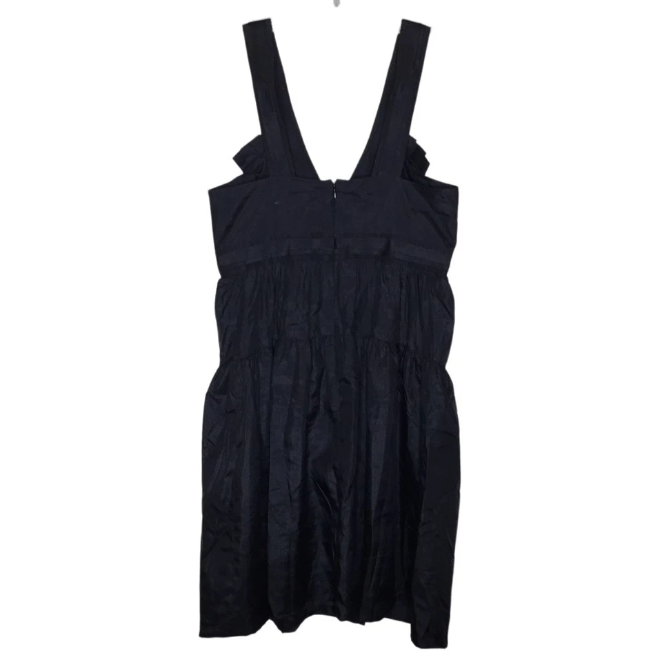 Mini Vestido Charles Chang-Lima Negro Sin Mangas Talla 6 Lana Mezcla Seda Plisado Foto 3 de 4