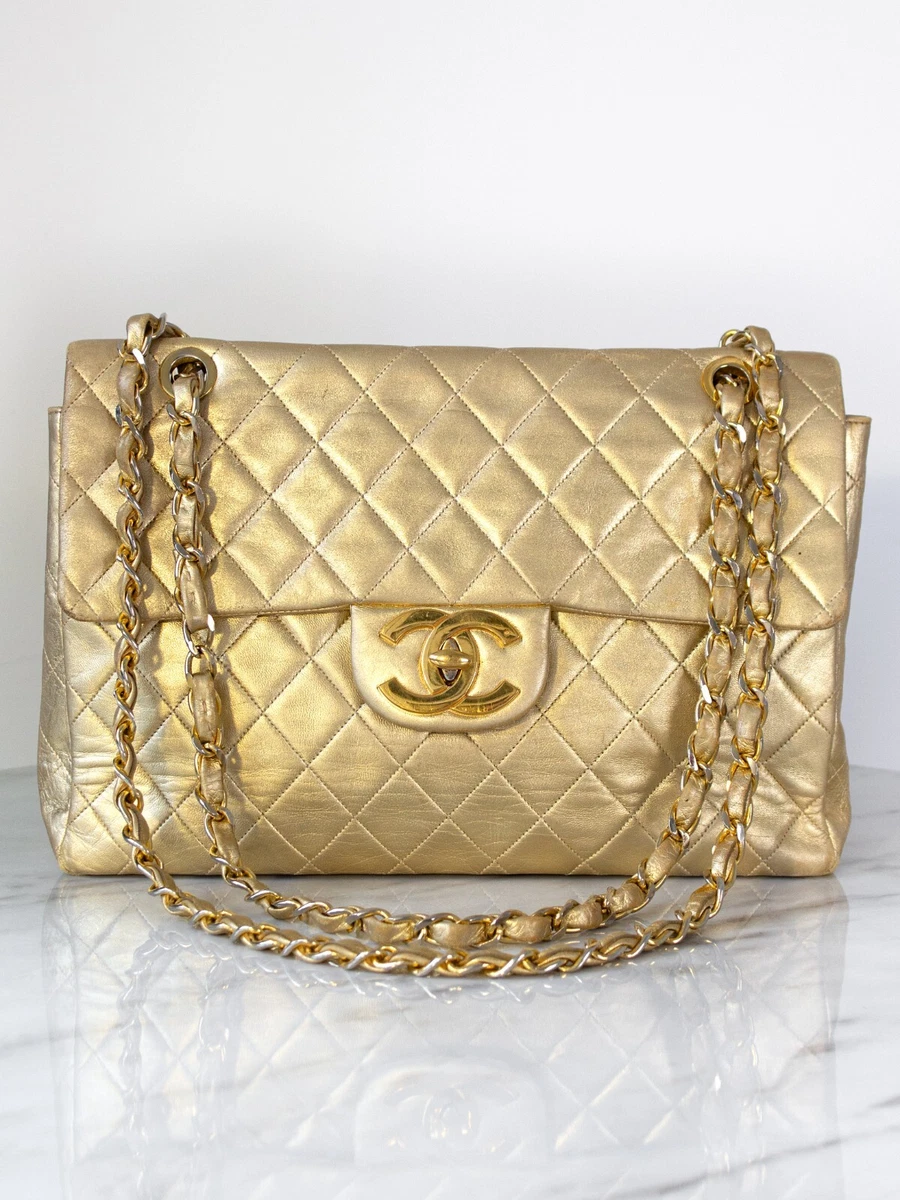 CHANEL Black Vintage Maxi/ XL Jumbo Classic Flap Gold Hw