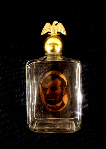 Empty Avon Clear Glass 4 oz Bottle w/ Abraham Lincoln Portrait & Gold Eagle Top - Picture 16 of 17