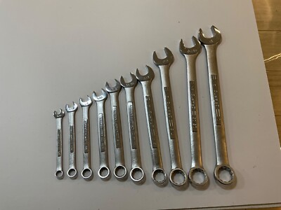 NOS Craftsman 10 piece SAE combination wrench set 9 - 4496 3/8  to 1  USA made