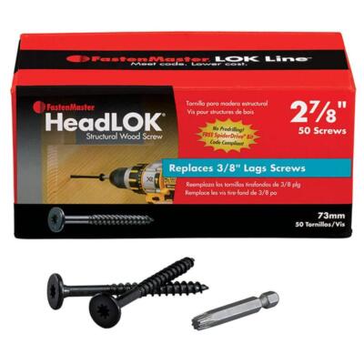 Structural Wood Screws Flat Head Black 2-7/8 Inch Deck Fence 50 Pack Torx Bit