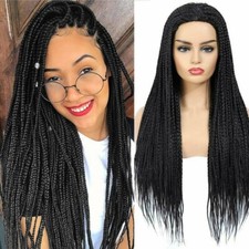 Women's Long Box Braided Wigs Micro Braids Wig Synthetic None Lace Full Wigs 24"