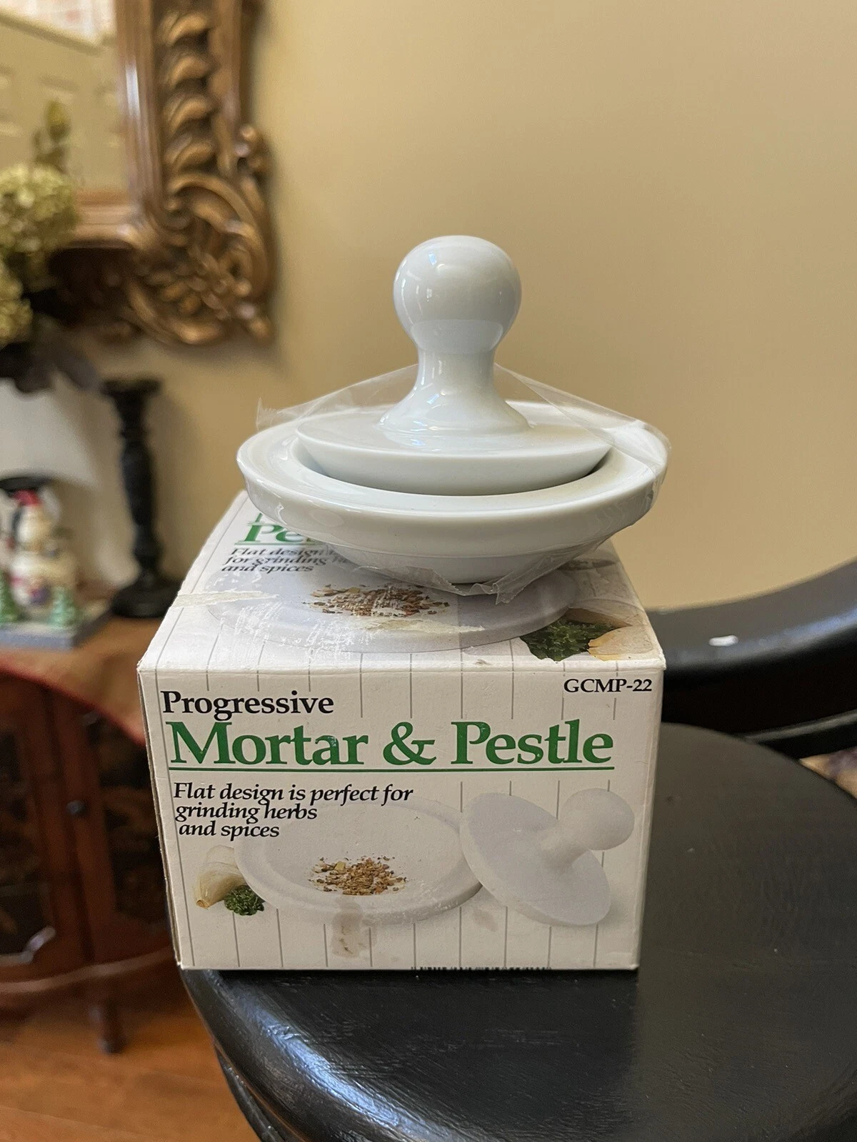 Progressive Porcelain Mortar & Pestle set flat design Easy Grip New In Box