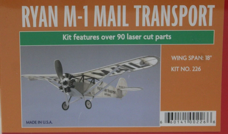 Dumas 226 Ryan M-1 Mail Transport Kit 18 " WS Laser Cut Rubber powered Balsa Kit - Image 2 of 4