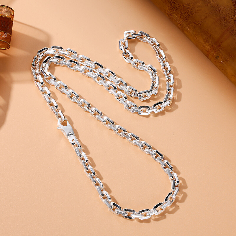 B21 Necklace Square Anchor Chain 6 mm 50 - 70 cm 925