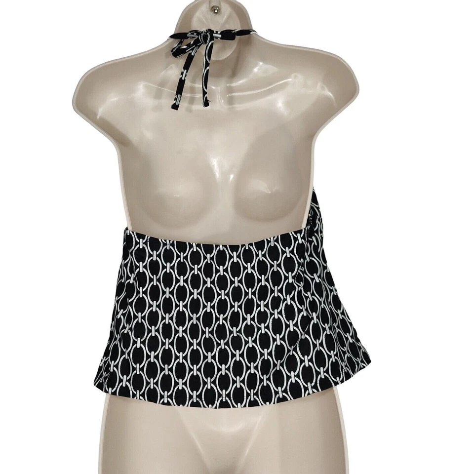 Camiseta de natación Sand N Sun Tankini para mujer talla L 12 14 negra blanca plateada geométrica  Foto 4 de 4