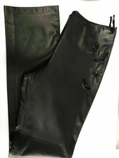 Stunning Unworn Gianni Versace Black Embellished Lambskin Leather Trousers UK 12